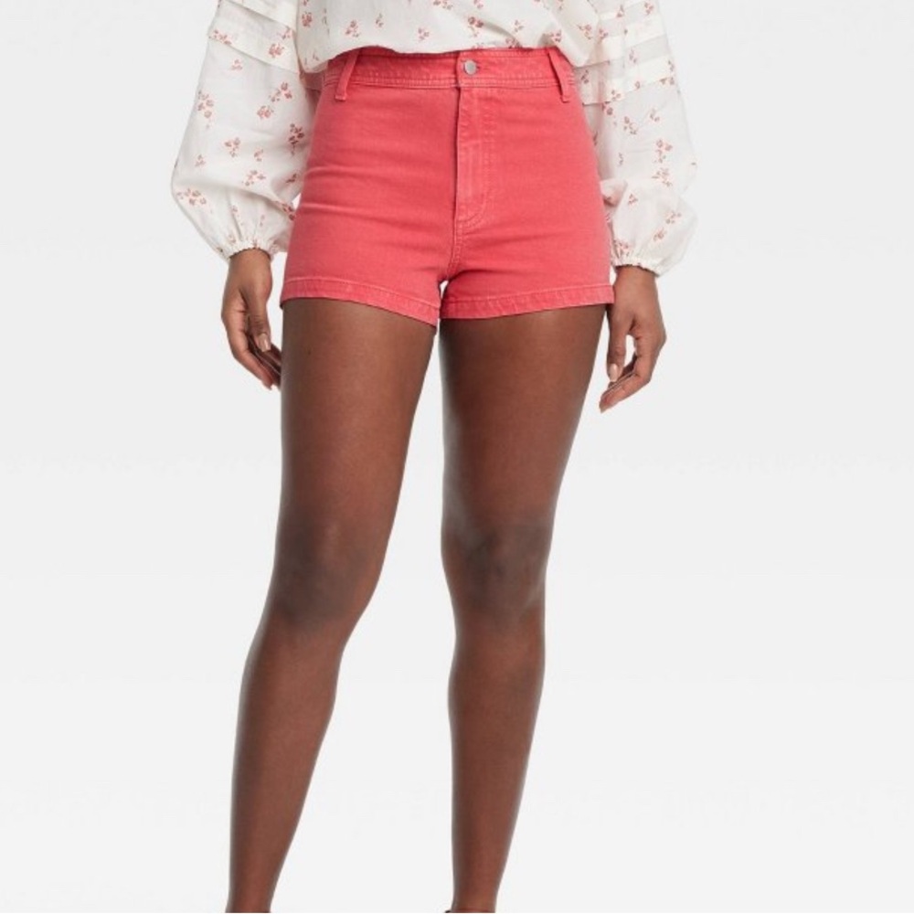 Women’s high-rise red sailor, jean shorts
